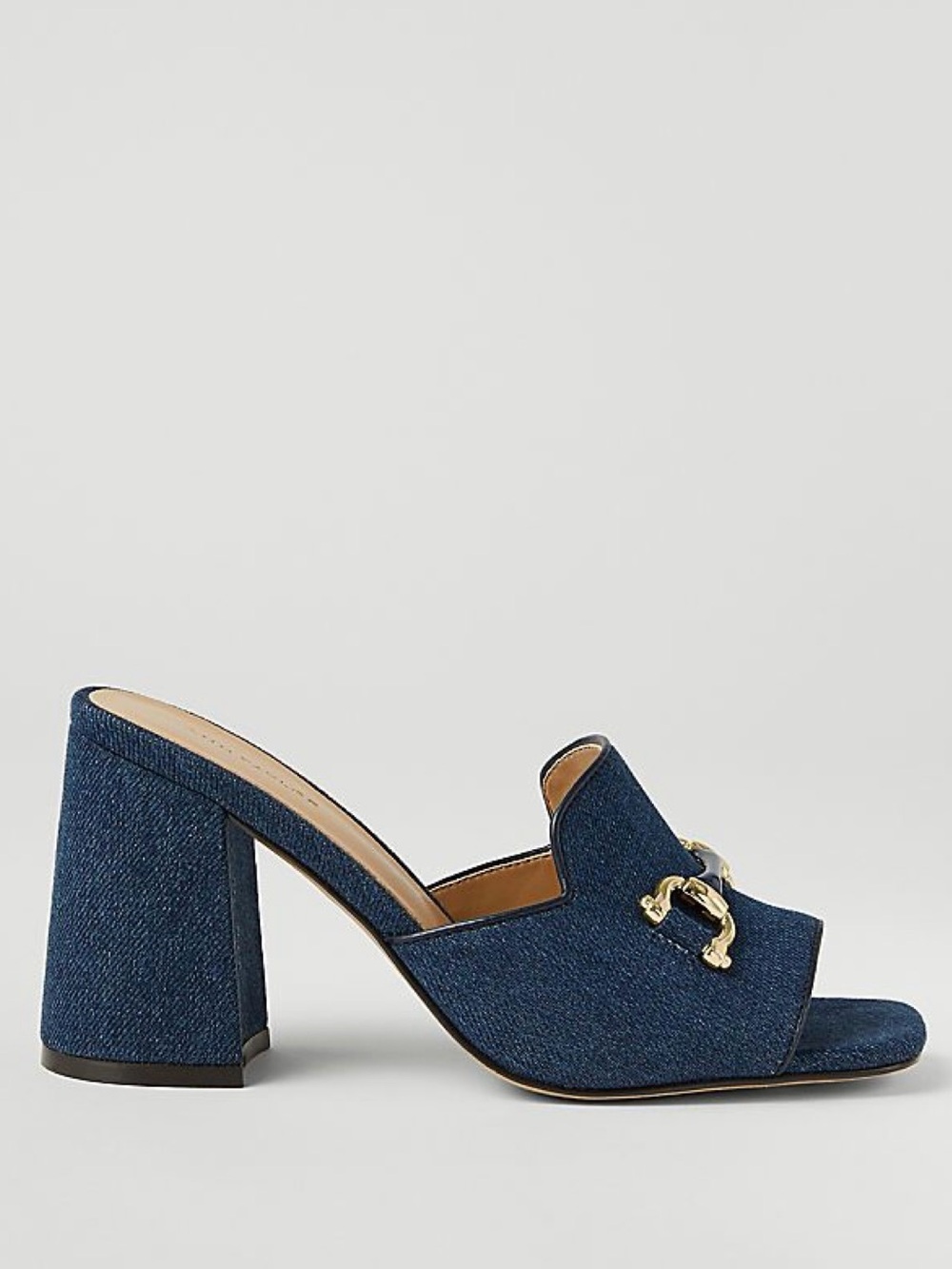 Ann Taylor NWOB Horsebit Denim Block Heel Sandal Size 8.5